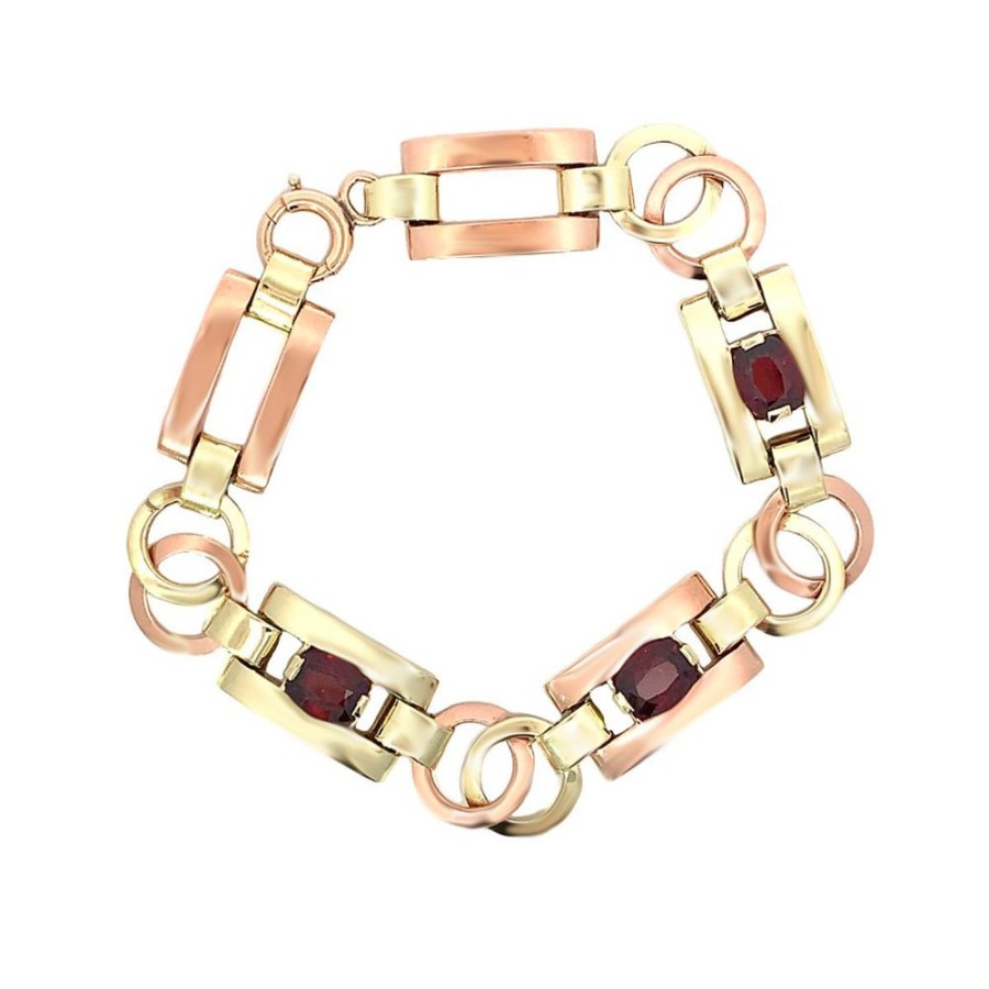 Jewelry ESTATE JEWELRY | Pink/Yellow Gold Retro Bracelet