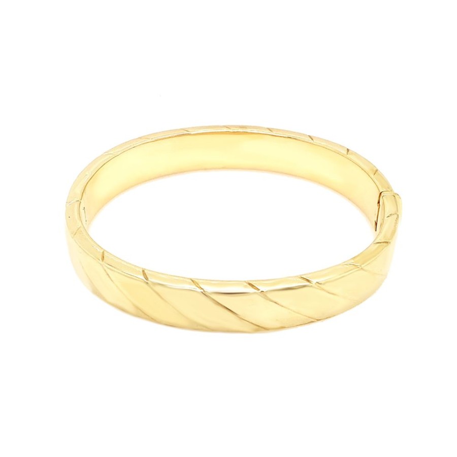 Jewelry ESTATE JEWELRY | Vintage Bangle With Diagonal Lines