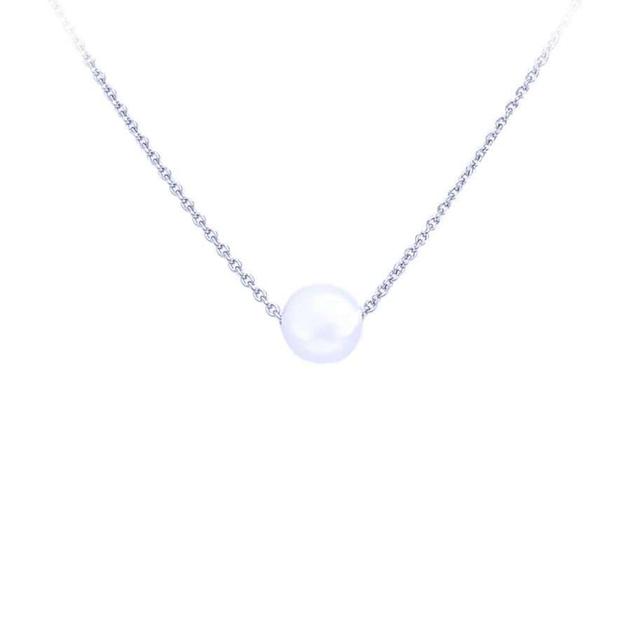 Jewelry SEABRITE IMPORTS INC | 14Kw Solitaire Pearl Necklace