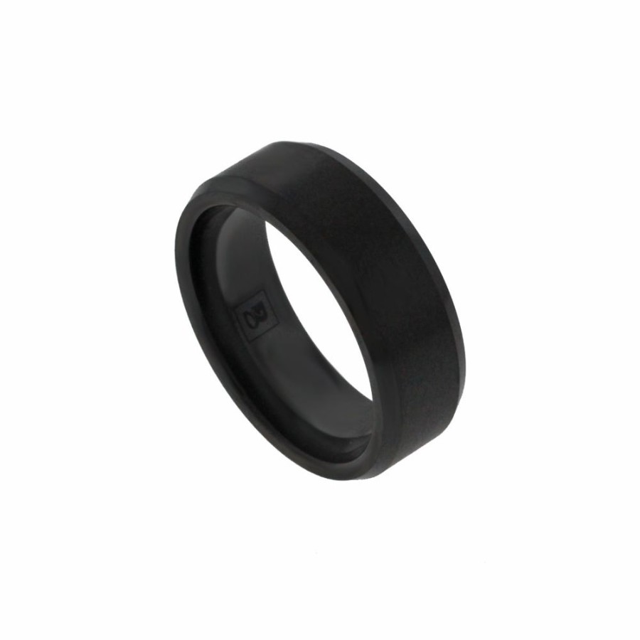 Jewelry HEAVY STONE RINGS | Black Diamond Ceramic 8Mm Flat