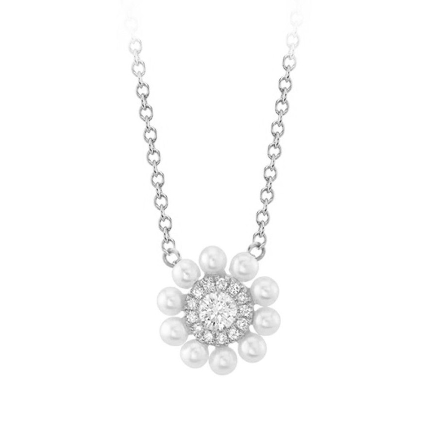 Jewelry SHY CREATION | 14Kw Pearl & Diam Halo Necklace