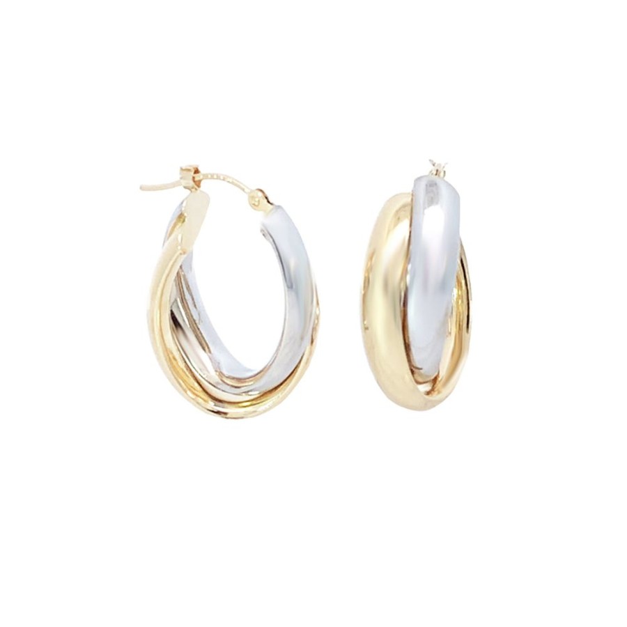 Jewelry ESTATE JEWELRY | 2-Tone Vintage Crossover Hoops