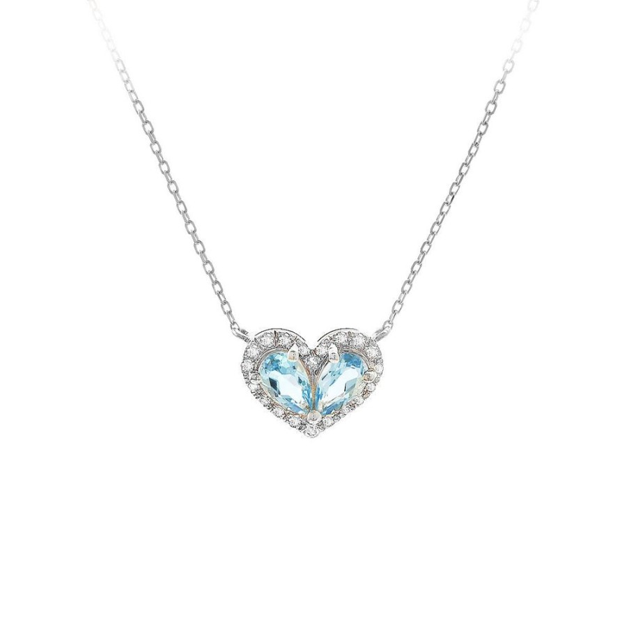 Jewelry LAU INTERNATIONAL, INC. | Silver Blue Topaz Heart Necklace