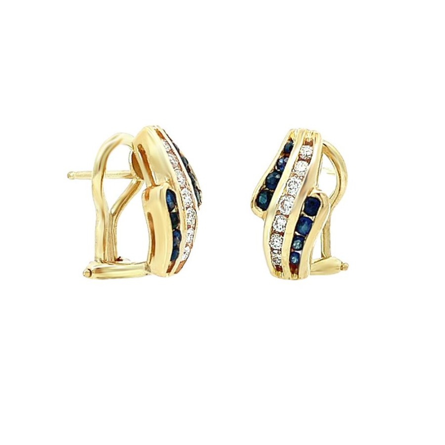 Jewelry ESTATE JEWELRY | Small Vintage Sapphire Hoops