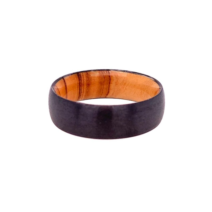 Jewelry HEAVY STONE RINGS | Zirconium & Olive Wood Wedding Band