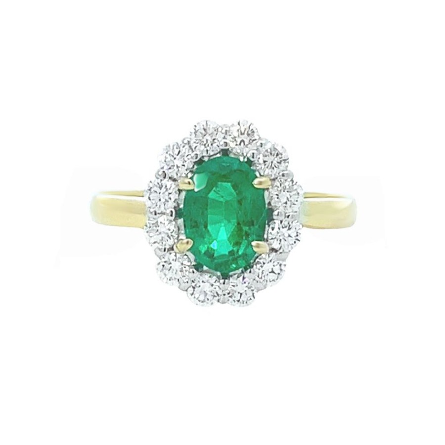 Jewelry SOMERSET MANUFACTURERS INC | 18K Oval Emerald Halo Ring