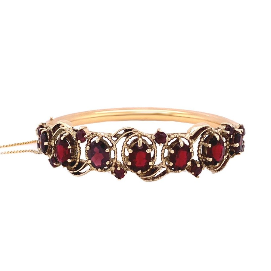 Jewelry ESTATE JEWELRY | Vintage Bangle With Garnets