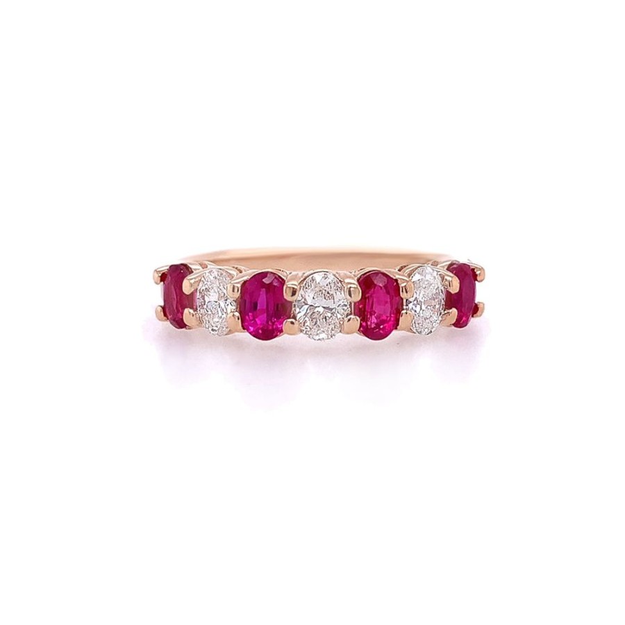 Jewelry SOMERSET MANUFACTURERS INC | Rose Gold Oval Ruby Wedding Band