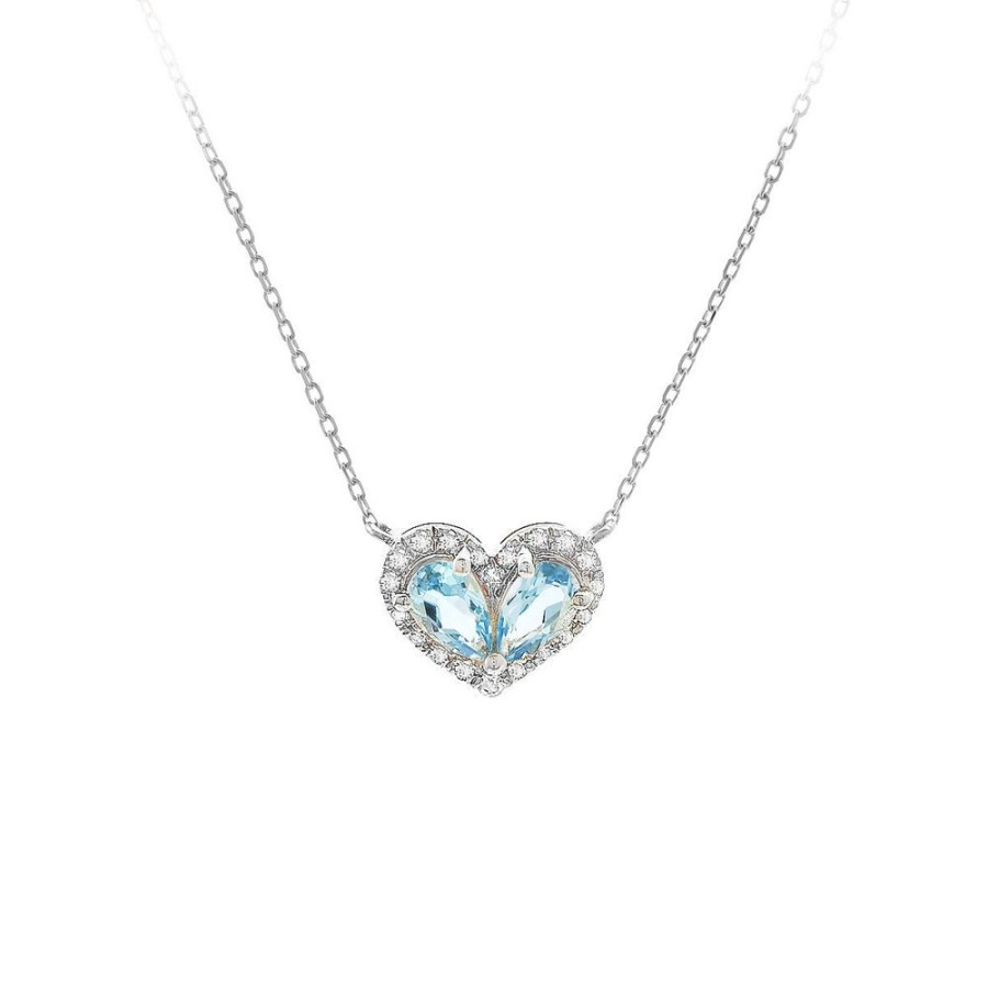 Jewelry LAU INTERNATIONAL, INC. | Silver Blue Topaz Heart Necklace