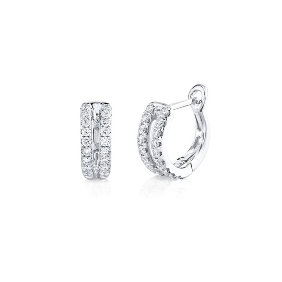 Jewelry SHY CREATION | 14Kw 2-Row Diamond Hoops