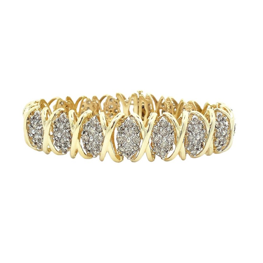 Jewelry ESTATE JEWELRY | 2-Tone Vintage "X" Diamond Bracelet