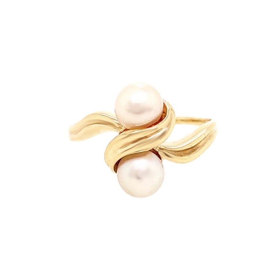 Jewelry ESTATE JEWELRY | 14Ky Gold 2-Pearl Vintage Swir