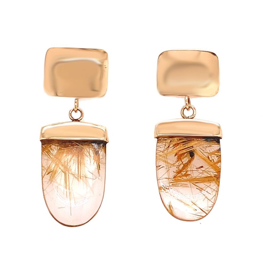 Jewelry ESTATE JEWELRY | Vintage Rutile Quartz Earrings