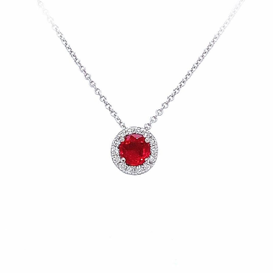 Jewelry SOMERSET MANUFACTURERS INC | Round Ruby Halo Pendant