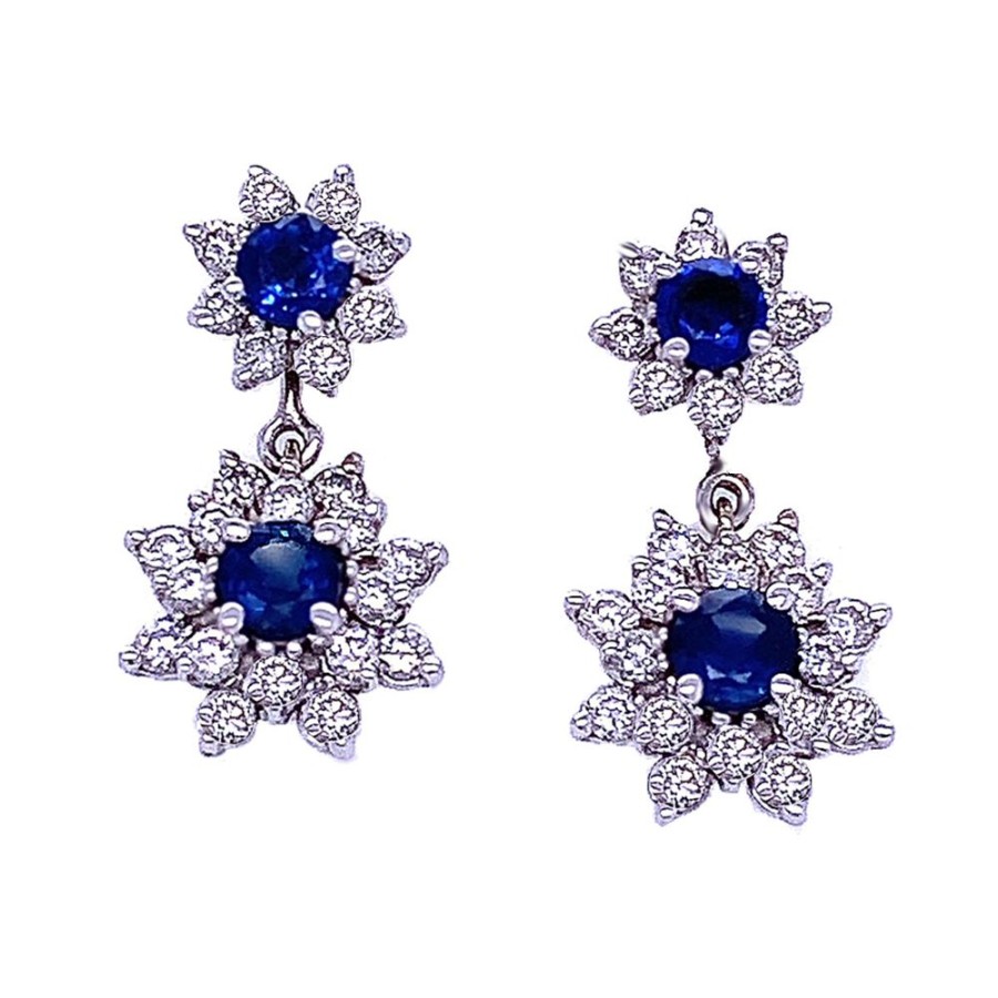 Jewelry E. D. MARSHALL INC. | Vintage Sapphire Cluster Drops