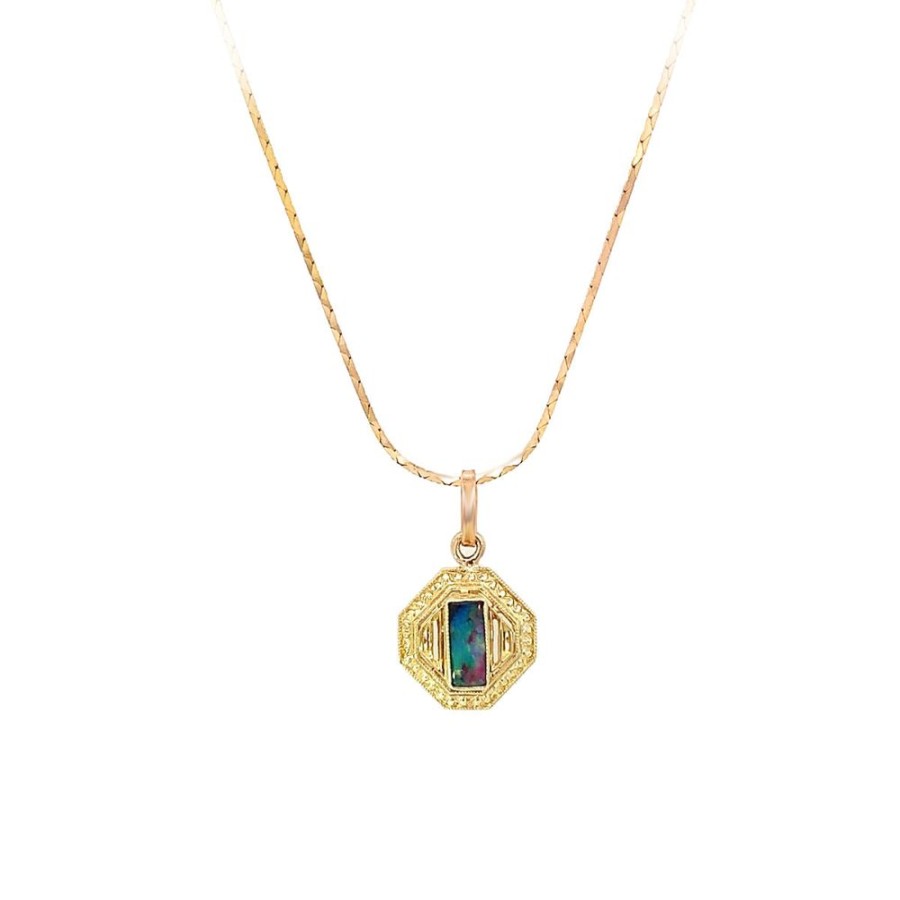 Jewelry ESTATE JEWELRY | Tiny Vintage Black Opal Pendant