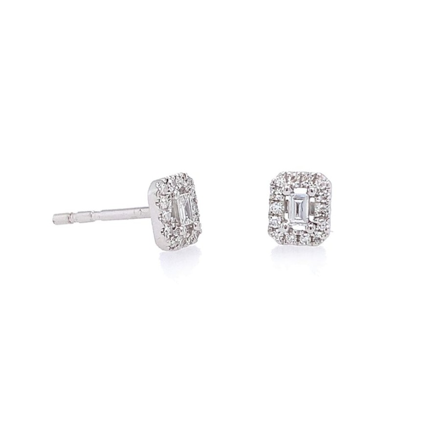 Jewelry SHY CREATION | Baguette Diamond Halo Studs