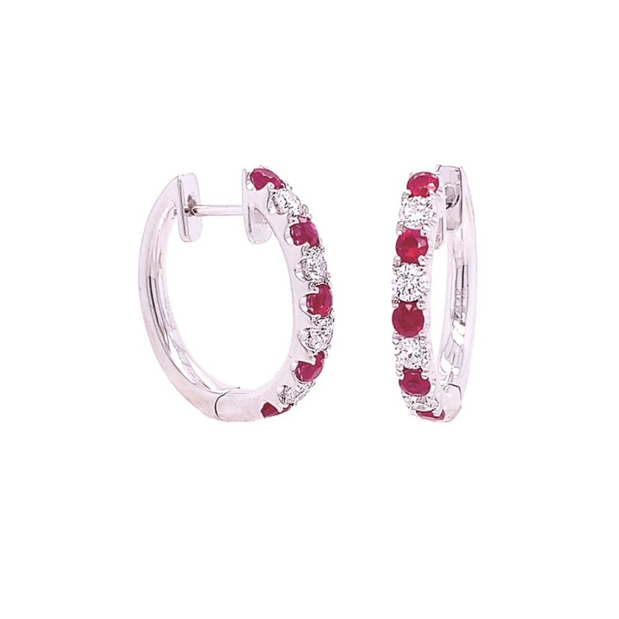 Jewelry IN THE ROUGH NY CORP | Ruby & Diamond Prong-Set Hoops