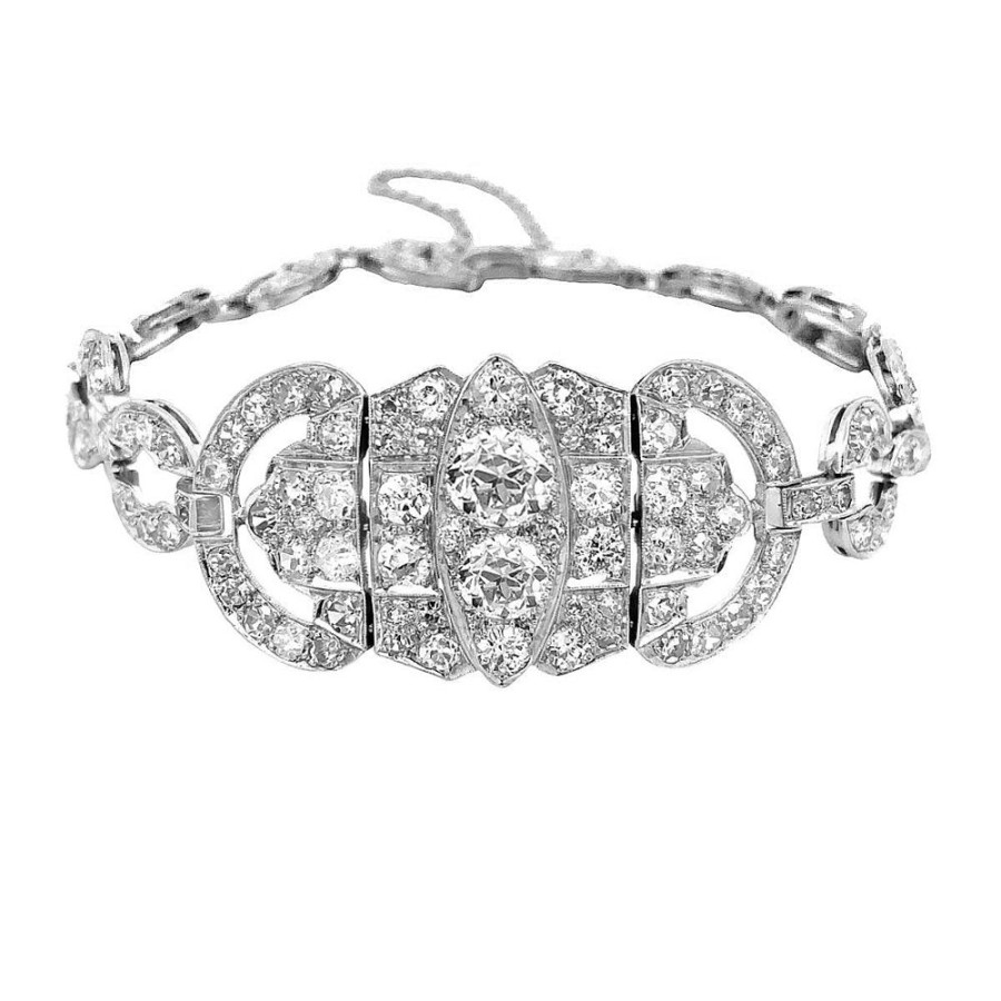 Jewelry ESTATE JEWELRY | Platinum Vintage Diamond Bracelet