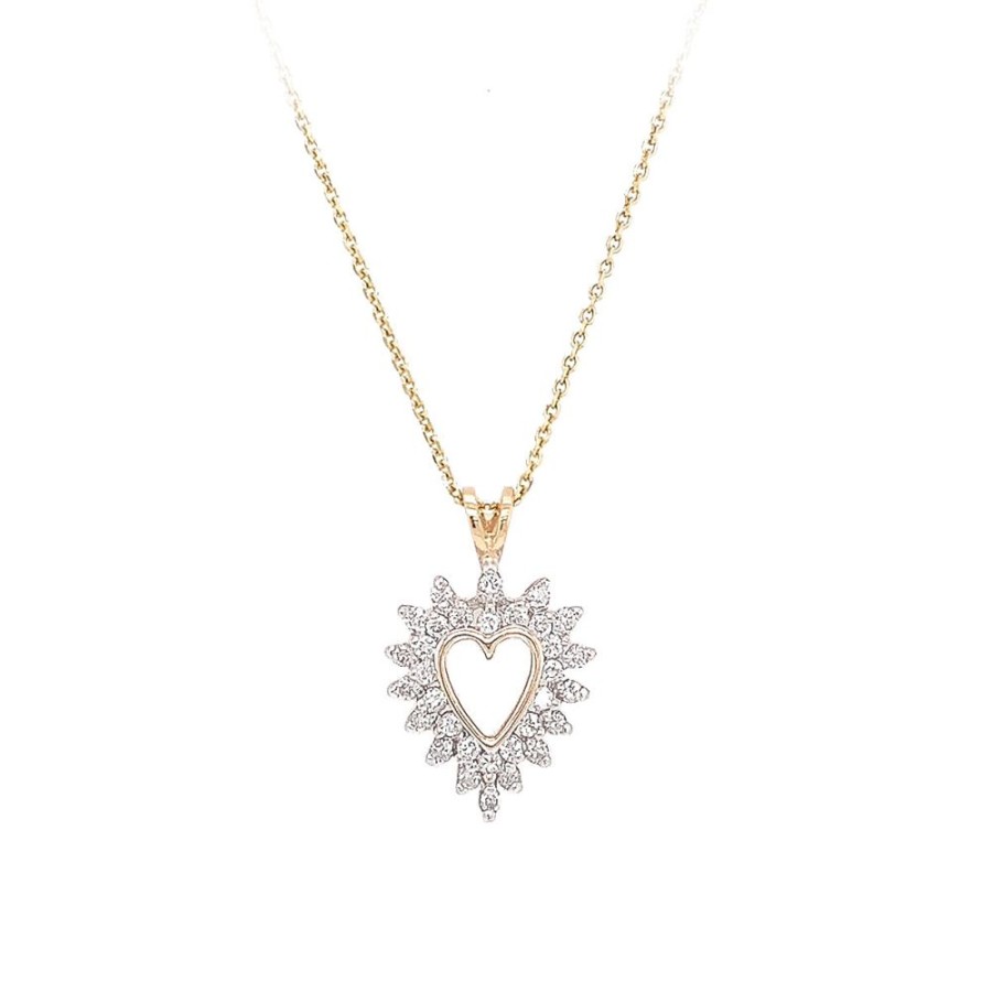 Jewelry ESTATE JEWELRY | Vintage 2-Row Diamond Heart Pendant