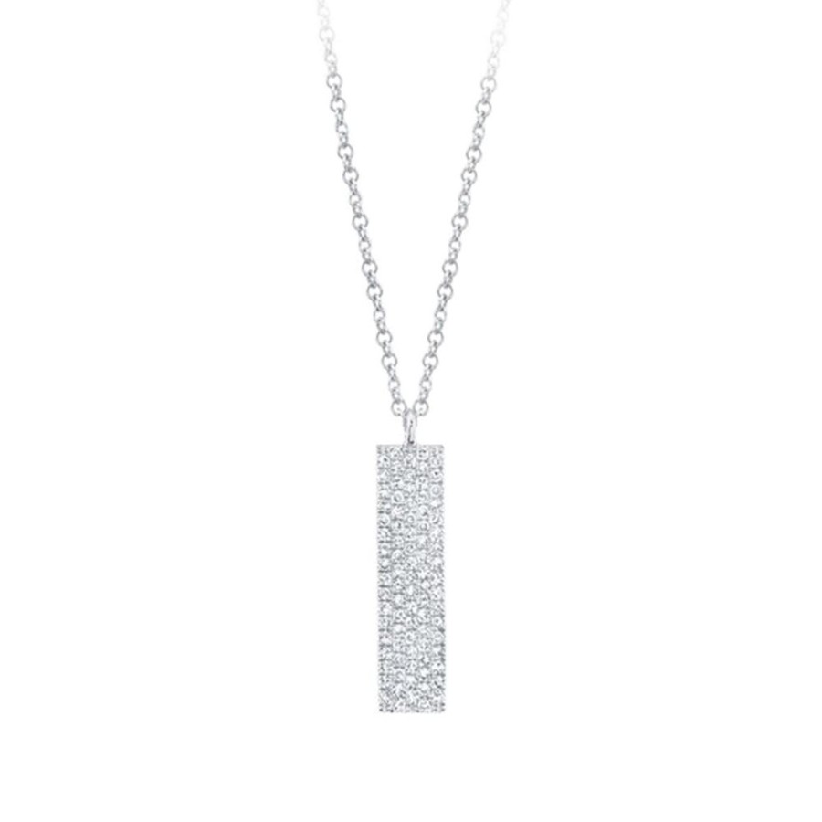 Jewelry SHY CREATION | 14Kw Vertical Pave Bar Pendant