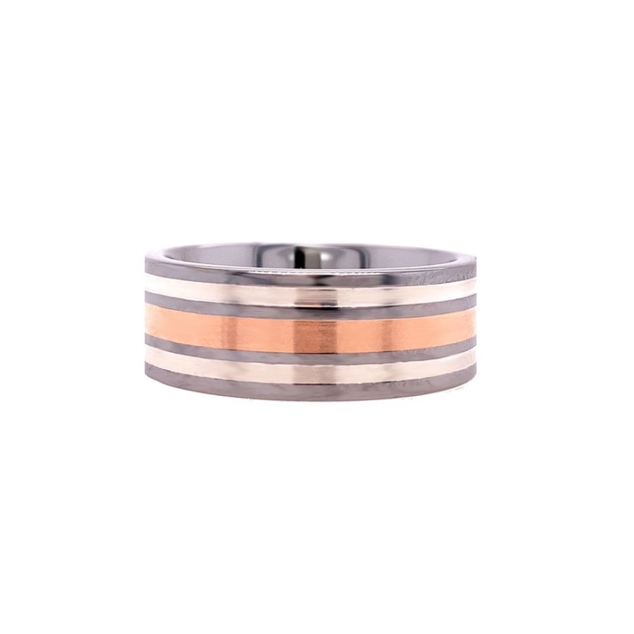 Jewelry HEAVY STONE RINGS | Tungsten, Silver & Rose Gold Band