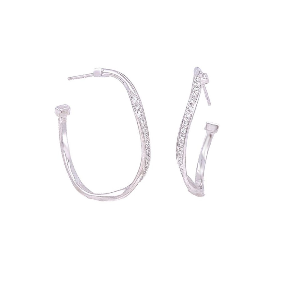 Jewelry MARCO BICEGO USA | 18Kw Marco Bicego Diamond Hoops