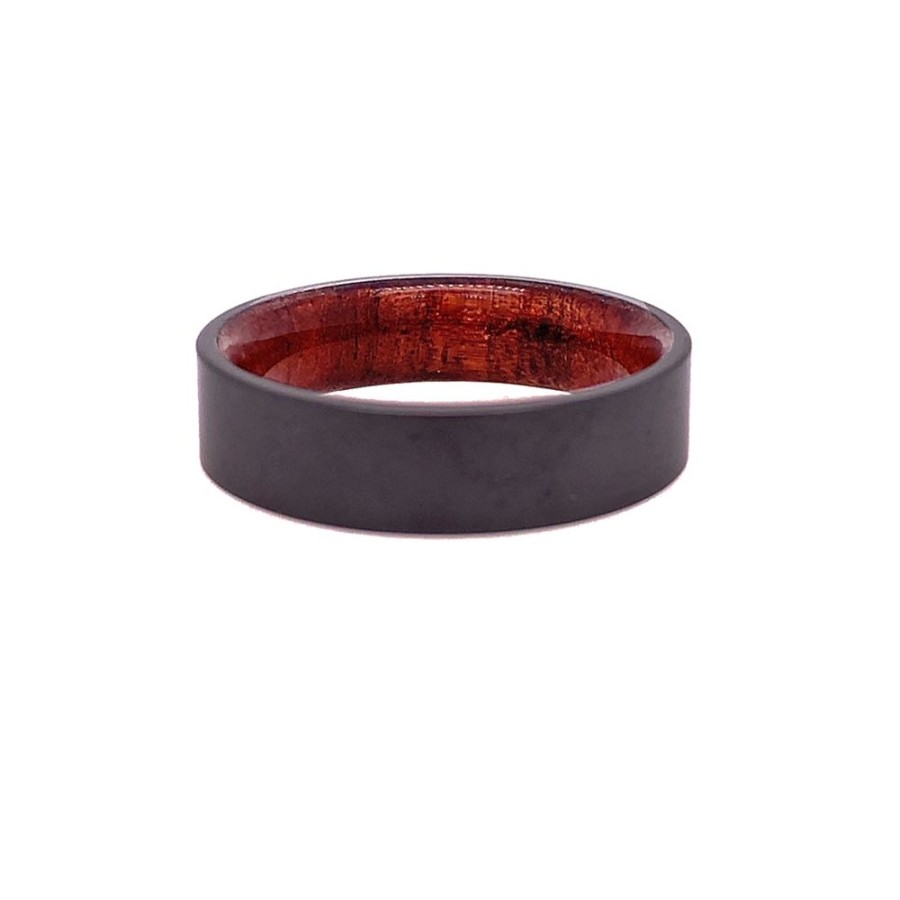 Jewelry HEAVY STONE RINGS | Zirconium & Koa Wood Wedding Band