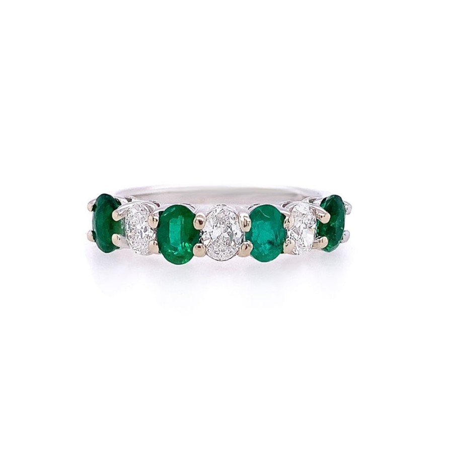 Jewelry SOMERSET MANUFACTURERS INC | Oval Emerald Wedding Band