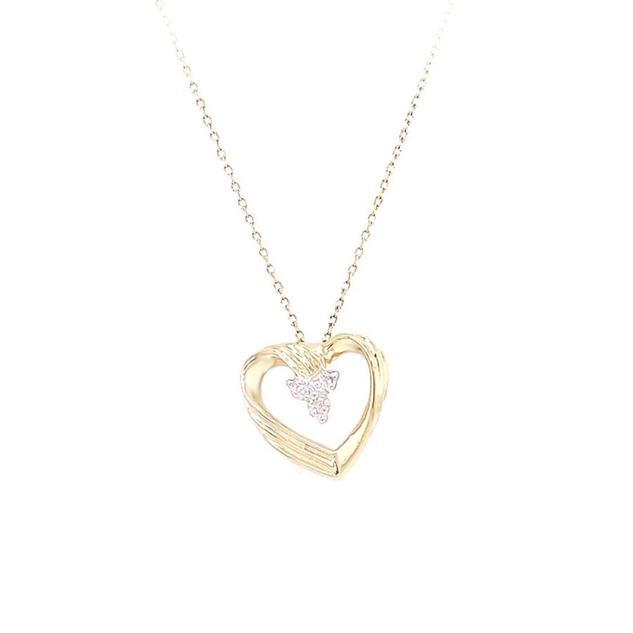 Jewelry ESTATE JEWELRY | 14Ky 3-Diamond Heart Pendant