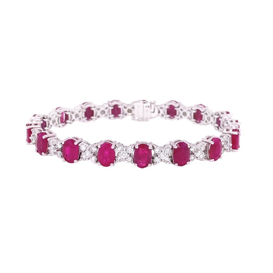 Jewelry SOMERSET MANUFACTURERS INC | Oval Ruby & Diamond Bracelet