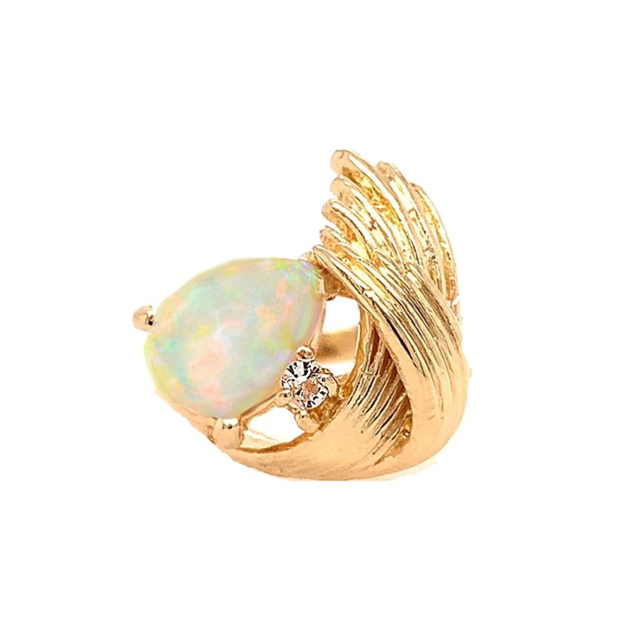 Jewelry ESTATE JEWELRY | 14Ky Gold Vintage Pear Opal Sw