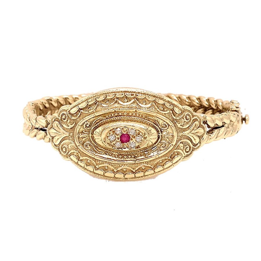 Jewelry ESTATE JEWELRY | Vintage Ruby Diamond Bangle