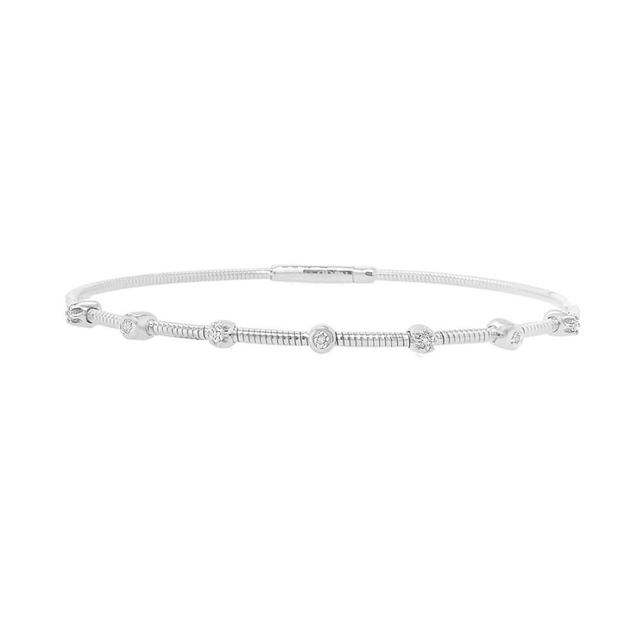 Jewelry IDD USA LLC | 14Kw Flex Bangle With 7 Diamonds