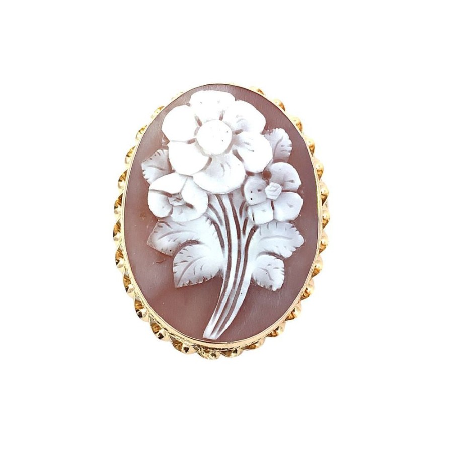 Jewelry ESTATE JEWELRY | Vintage Floral Shell Cameo