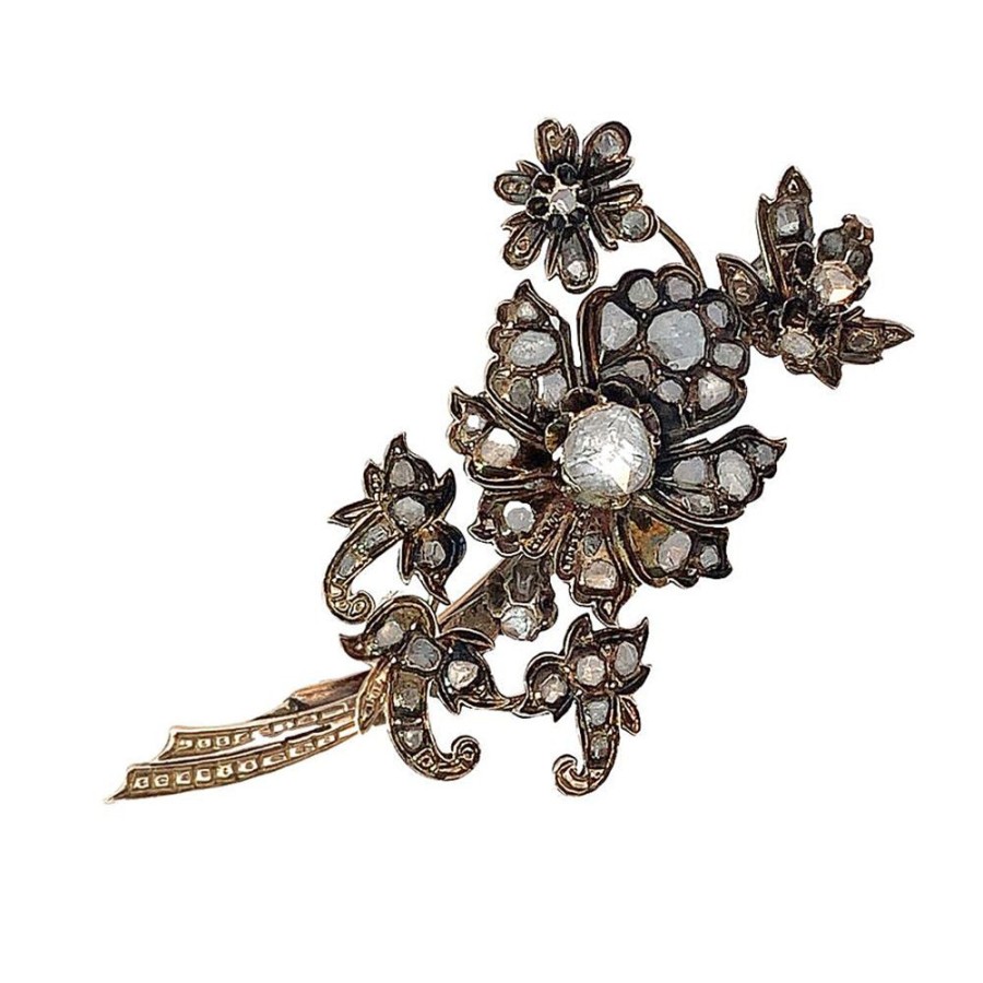 Jewelry ESTATE JEWELRY | Victorian Flower With Rose-Cuts