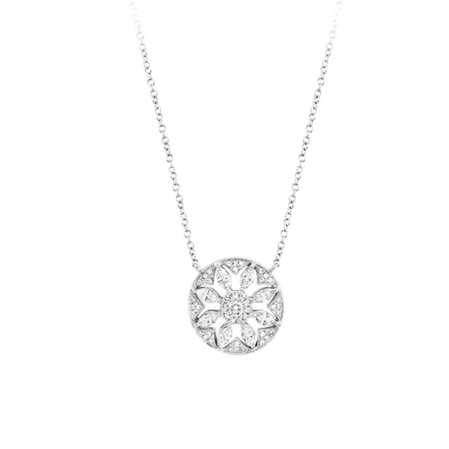 Jewelry SHY CREATION | 14Kw Round & Marquise Filigree Necklace