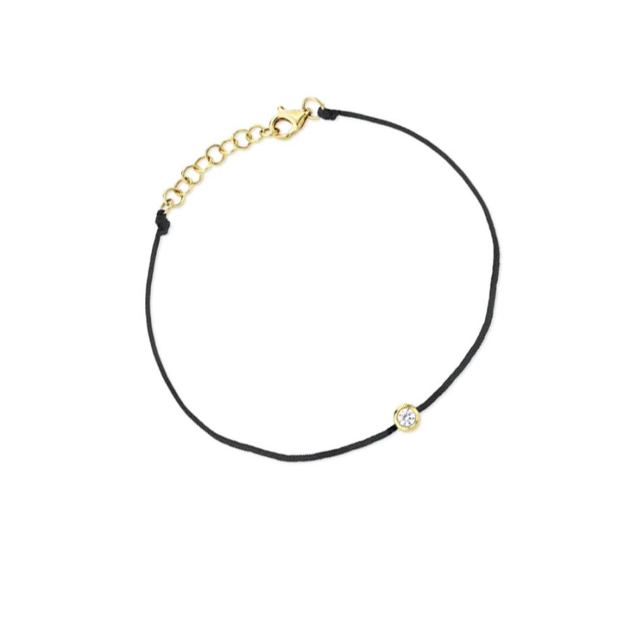 Jewelry SHY CREATION | Black String Bracelet With 1 Diamond