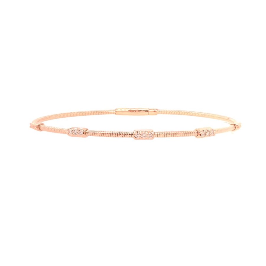 Jewelry IDD USA LLC | Rose Gold Flex Bangle With Clusters