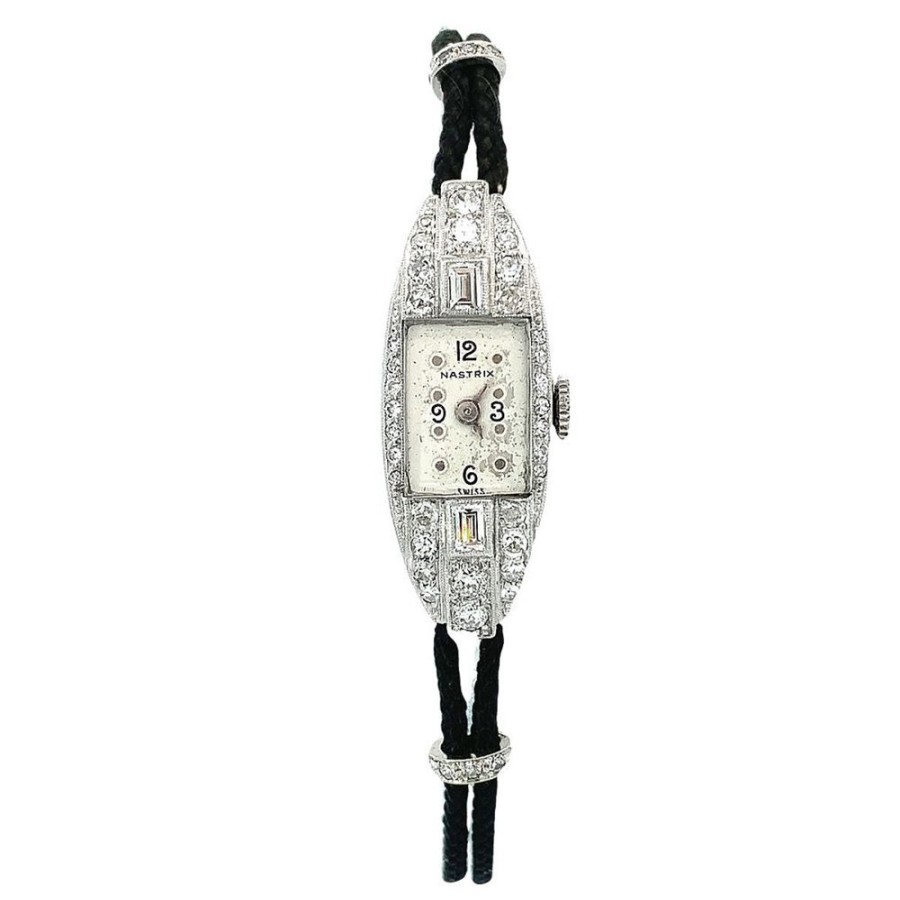 Jewelry ESTATE JEWELRY | Ladys Art Deco Diamond Wristwatch