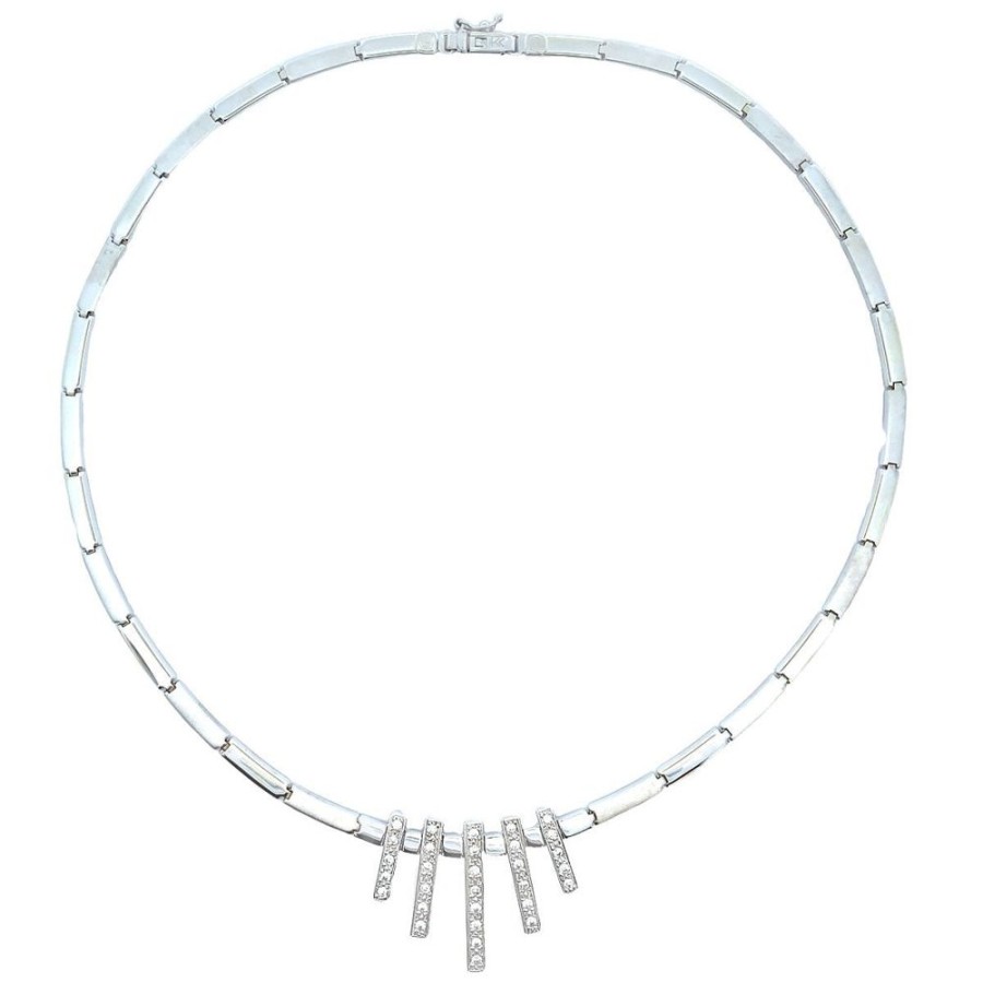 Jewelry ESTATE JEWELRY | Vintage Cz 5-Bar Necklace