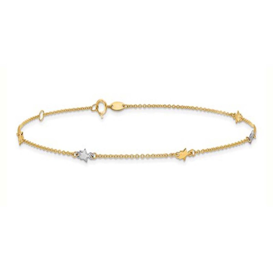 Jewelry QUALITY GOLD OF CINCINNATI | 14K 2-Tone 10-11" Star Anklet