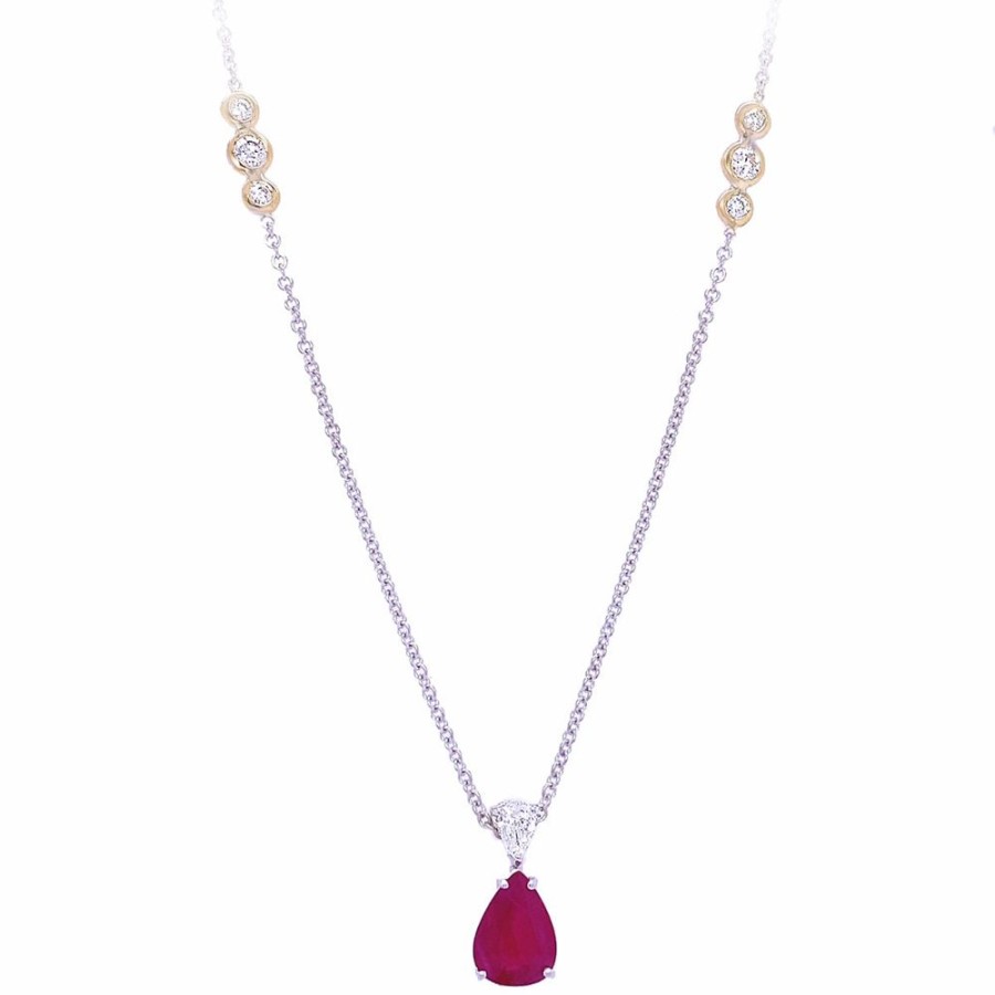 Jewelry SOMERSET MANUFACTURERS INC | Pear Shaped Ruby & Diamond Pendant