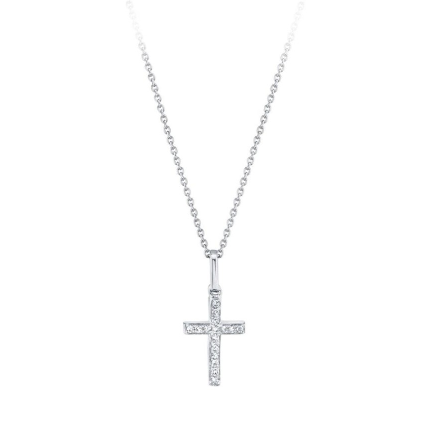 Jewelry SHY CREATION | 14Kw Diamond Milgrain Cross