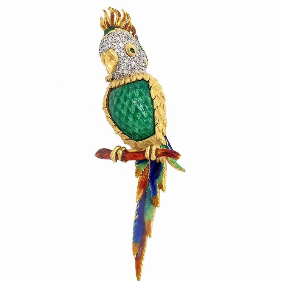 Jewelry ESTATE JEWELRY | Fabulous Vintage Parrot Pin