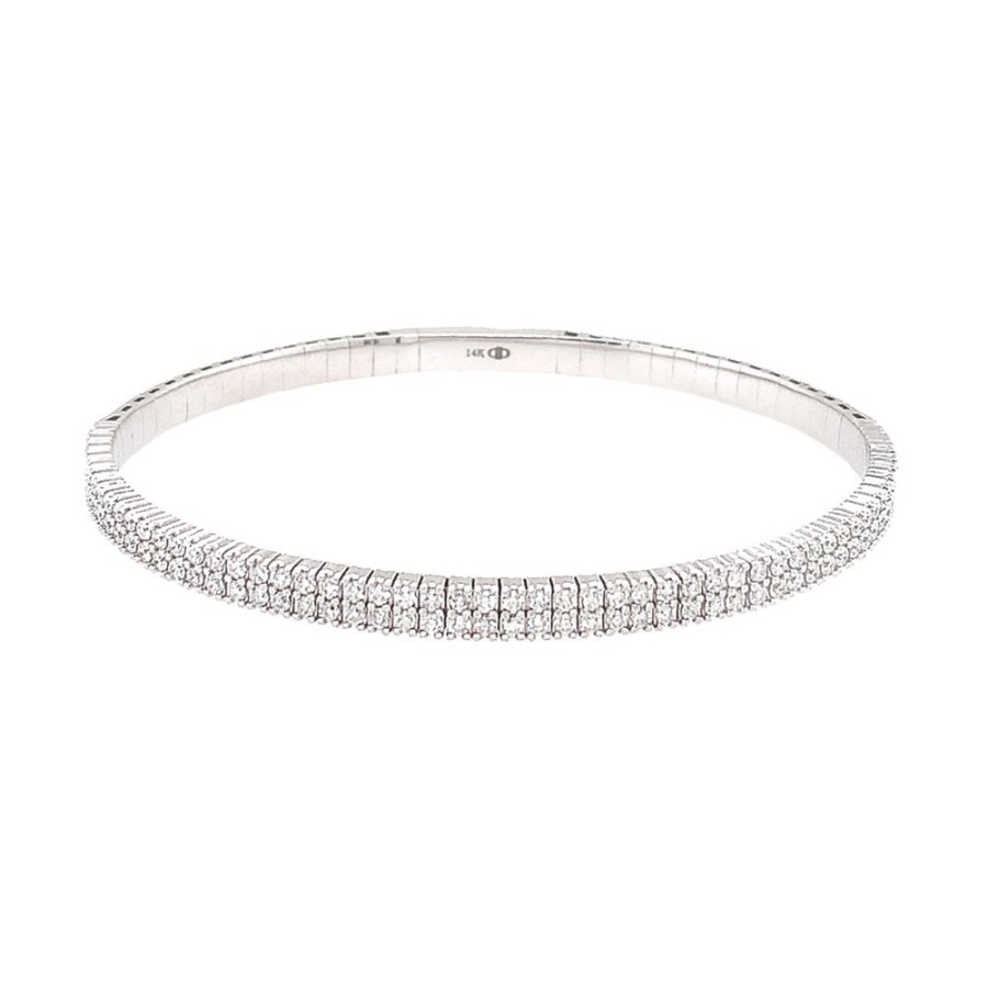 Jewelry IDD USA LLC | 14Kw 2-Row Diamond Flex Bangle