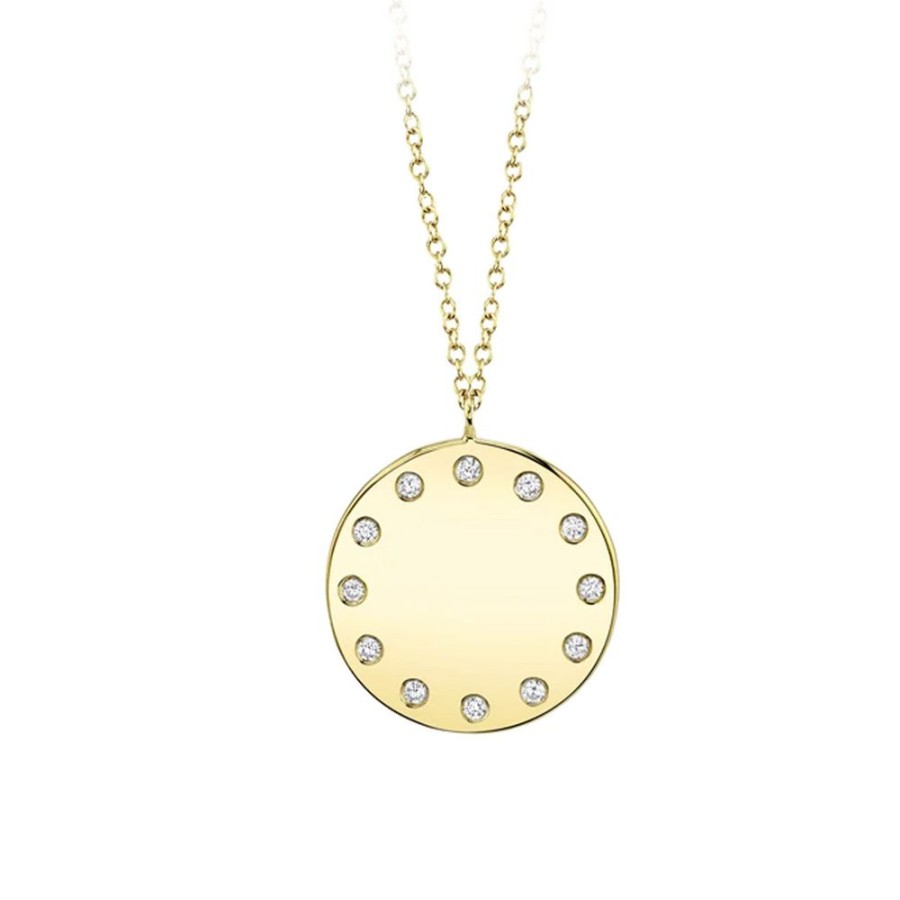 Jewelry SHY CREATION | 14Ky Disc Pendant With Diamond Edge