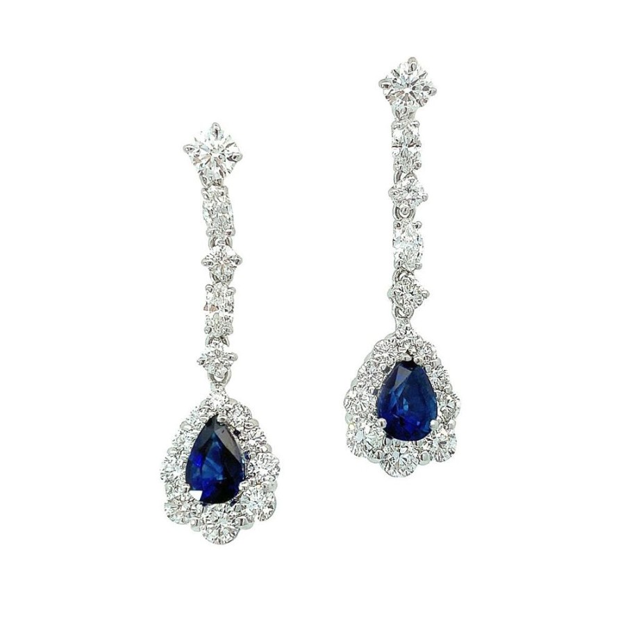 Jewelry SOMERSET MANUFACTURERS INC | 18Kw Pear Sapphire Drop Earrings