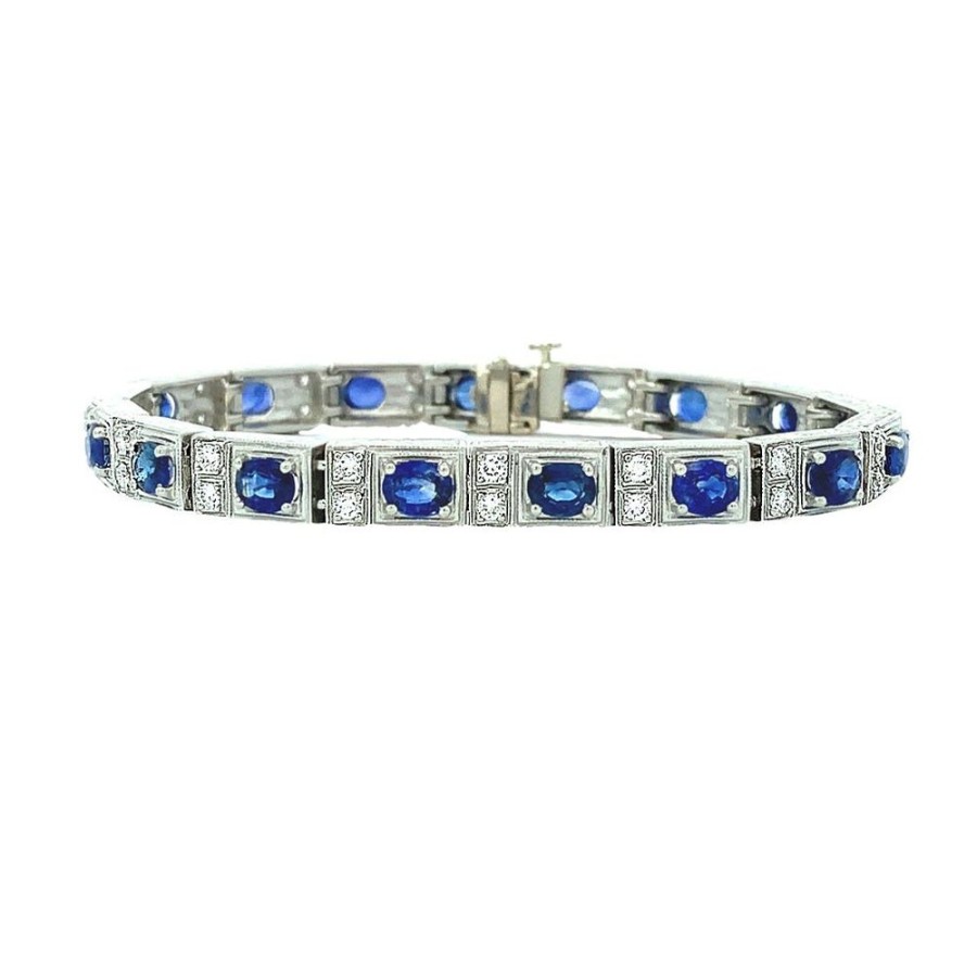 Jewelry MAX JEWELRY INC. | Platinum Sapphire Line Bracelet