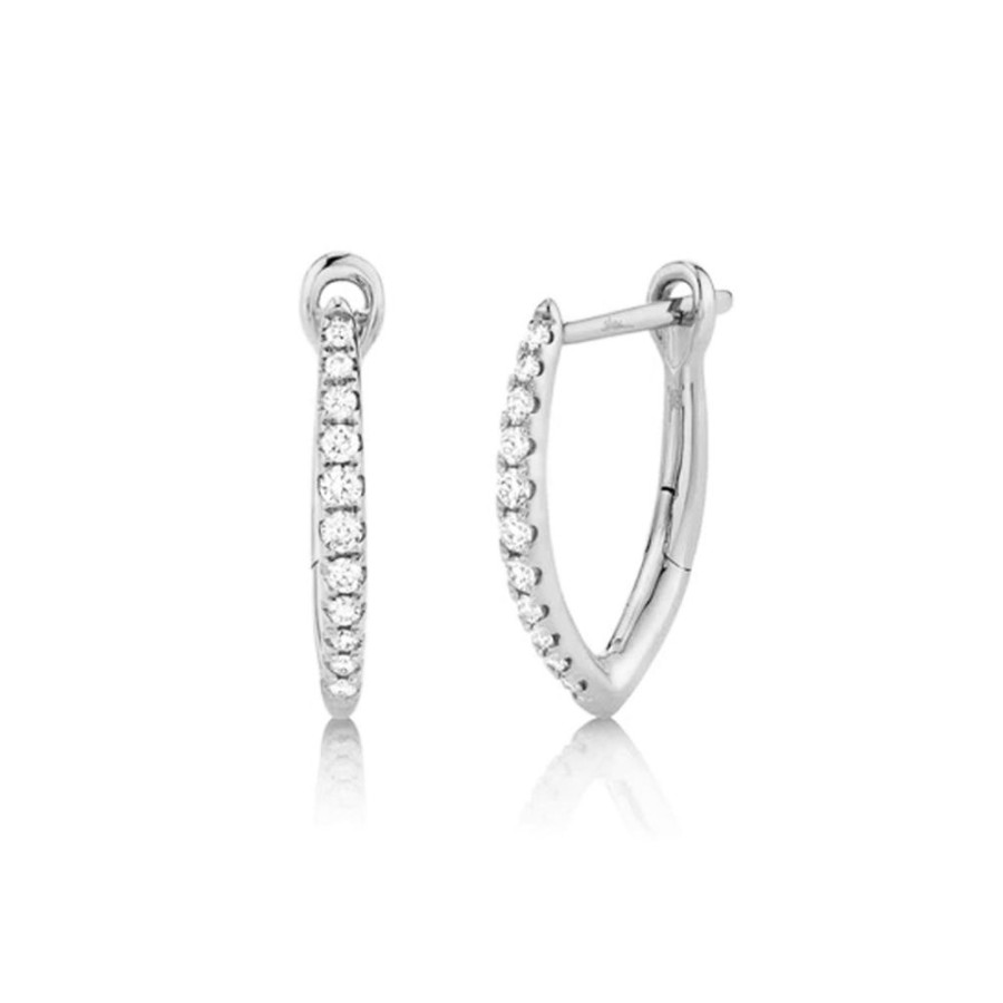 Jewelry SHY CREATION | 14Kw "V" Shaped Diamond Hoops